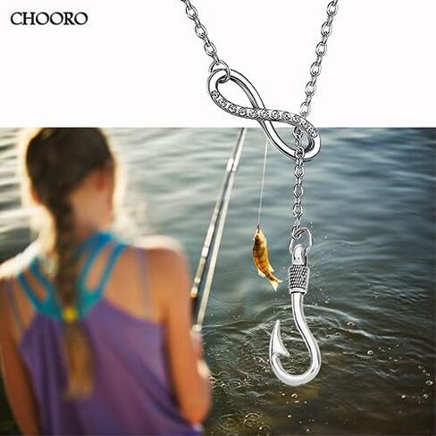 CHOORO Fish Hook Necklace Fishing Hook Pendant Jewelry Fishing Girlfriend Gift for Girlfriend Jewelry Gifts Womens Necklace Fish Hook For Her in Saudi Arabia