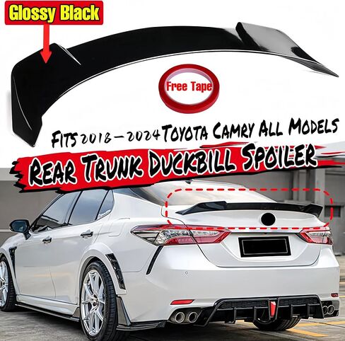 Rear Trunk Spoiler Compatible with 2018-2024 Toyota Camry SE XSE L LE XLE Hybrid, YOFER V2 Fits for 18-24 Sedan, High Kick Spoiler Wing Lip (Glossy Black) in Saudi Arabia