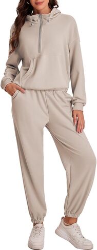 Bloggerlove Women's 2 Piece Jogger Lounge Sets 2024 Matching Sweat Zip Hoodie Sweatshirts Sweatpants Tracksuits Fall Outfits in Saudi Arabia