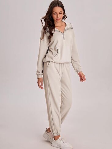 Bloggerlove Women's 2 Piece Jogger Lounge Sets 2024 Matching Sweat Zip Hoodie Sweatshirts Sweatpants Tracksuits Fall Outfits in Saudi Arabia