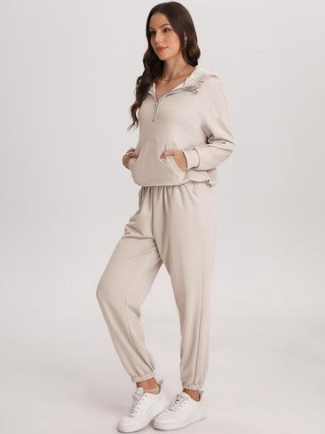 Bloggerlove Women's 2 Piece Jogger Lounge Sets 2024 Matching Sweat Zip Hoodie Sweatshirts Sweatpants Tracksuits Fall Outfits in Saudi Arabia