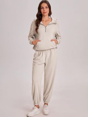 Bloggerlove Women's 2 Piece Jogger Lounge Sets 2024 Matching Sweat Zip Hoodie Sweatshirts Sweatpants Tracksuits Fall Outfits in Saudi Arabia