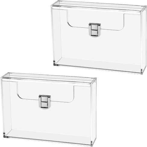 BTSKY 2 Pack Clear Acrylic Index Card Box for 4x6 Inch Cards, Index Card Holder Notecard Box Recipe Card Box Plastic Storage Organizer for Filling Index Cards, Note Cards, Flashcards, Recipes in Saudi Arabia