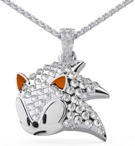 0.28 cttw Natural Diamond (I-J, I1-I2) Sonic the Hedgehog Pendant in 925 Sterling Silver | Unique Jewelry for Every Soul | Perfect Gift Idea in Saudi Arabia
