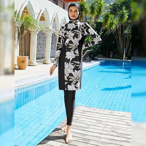 OBEEII Burkini Swimsuits for Women Full Coverage Long Sleeve Muslim Islamic Swimwear Burkini Bathing Suit with Hijab in Saudi Arabia