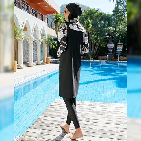 OBEEII Burkini Swimsuits for Women Full Coverage Long Sleeve Muslim Islamic Swimwear Burkini Bathing Suit with Hijab in Saudi Arabia