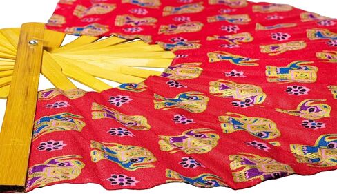 Generic Folding Fans Handcraft Thai art Hand Fans for Women & Festival Accessories - With a Fabric Sleeve for Protection for Gifts (Red Black Flowers), standard in Saudi Arabia