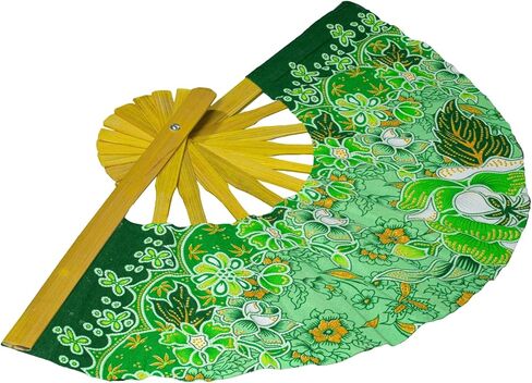 Generic Folding Fans Handcraft Thai art Hand Fans for Women & Festival Accessories - With a Fabric Sleeve for Protection for Gifts (Red Black Flowers), standard in Saudi Arabia