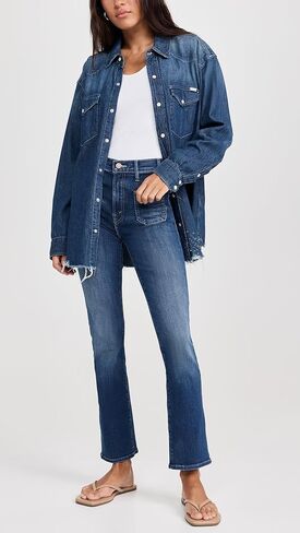 بنطلون جينز The Patch Pocket Insider Flood للسيدات من MOTHER in Kuwait