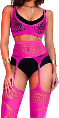 Rave Outfits For Women, Fishnet Bodysuit Glow Party Club, Dancer Stockings Fishnets Lingerie Sheer Jumpsuit Festival in Saudi Arabia