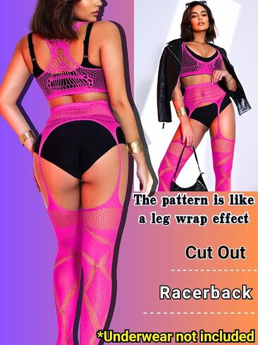 Rave Outfits For Women, Fishnet Bodysuit Glow Party Club, Dancer Stockings Fishnets Lingerie Sheer Jumpsuit Festival in Saudi Arabia