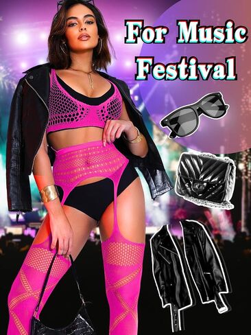 Rave Outfits For Women, Fishnet Bodysuit Glow Party Club, Dancer Stockings Fishnets Lingerie Sheer Jumpsuit Festival in Saudi Arabia