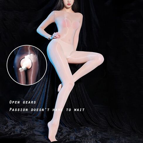 جوارب للجسم للنساء مثيرة شفافة جوارب طويلة من النايلون Catsuit الجوارب اللامعة الزيتية اللامعة 8D in Saudi Arabia