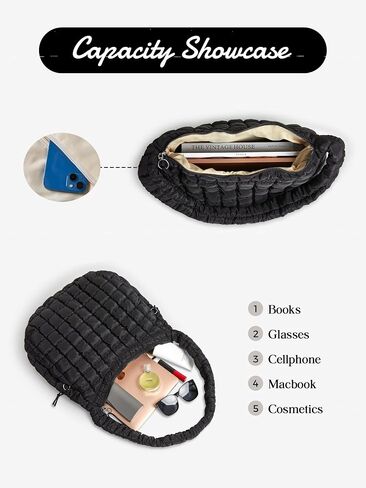 Puffer Quilted Shoulder Bag for Women Padding Shoulder Bag Puffy Hoho Bag Trendy Tote Bag 2024 in Saudi Arabia