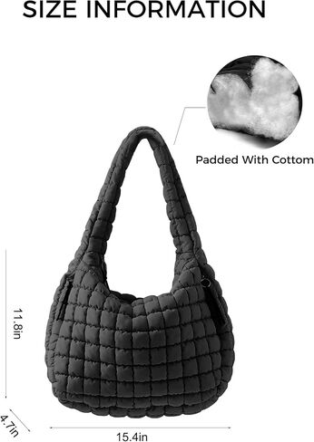 Puffer Quilted Shoulder Bag for Women Padding Shoulder Bag Puffy Hoho Bag Trendy Tote Bag 2024 in Saudi Arabia