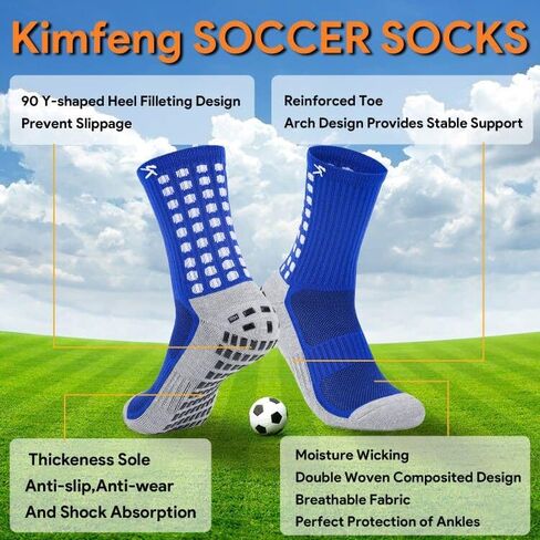 Kimfeng Men's Athletic Socks for Men Grip Socks Soccer Socks for Men 9-12 Non Slip Sports Mens Socks 1/3/4Pairs in Kuwait