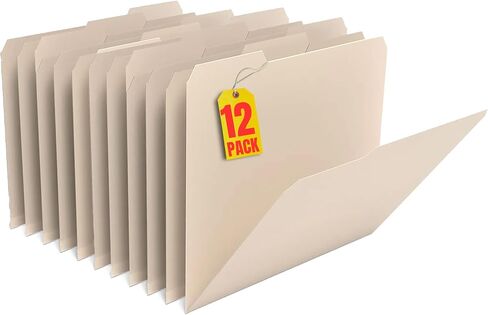 1InTheOffice Plastic Manila Folders, Poly File Folders, Filling Folders, 1/3 Cut, 3-Tab, Letter Size (12/Pack) in Saudi Arabia