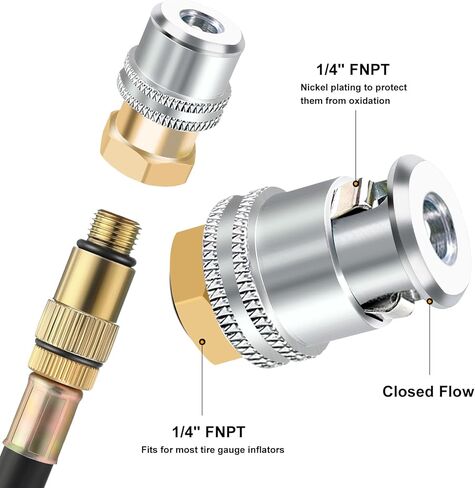 قفل ظرف الهواء، ظرف هوائي بقفل FNPT 1/4، ظرف إطار نحاسي لمنفاخ الإطارات، ظرف هواء للإطارات (مجموعة من 4) in Kuwait