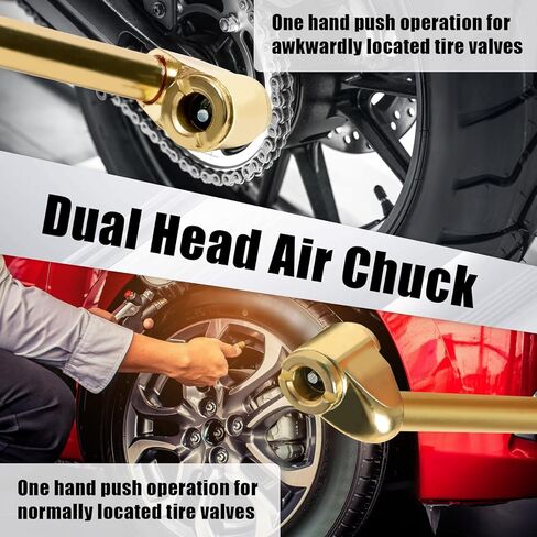 مجموعة 6 قطع من ظرف الهواء، ظرف هواء مزدوج الرأس / ظرف إطار كروي مغلق مقاس 1/4 بوصة أنثى NPT / قابس سريع قياسي للذكور / ظرف هواء مغلق التدفق / شريط تفلون، مجموعة تعبئة هواء الإطارات شديدة التحمل in Kuwait