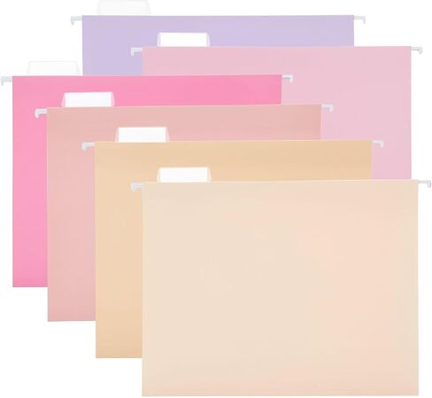 12 Pack Hanging File Folders Letter Size with 1/5 Cut Adjustable Tabs File Folder for Filing Cabinet Reinforced Hanging Folders Design for School Office and Medical Charts, Pink Design in Saudi Arabia