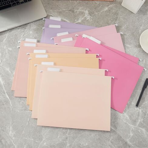 12 Pack Hanging File Folders Letter Size with 1/5 Cut Adjustable Tabs File Folder for Filing Cabinet Reinforced Hanging Folders Design for School Office and Medical Charts, Pink Design in Saudi Arabia