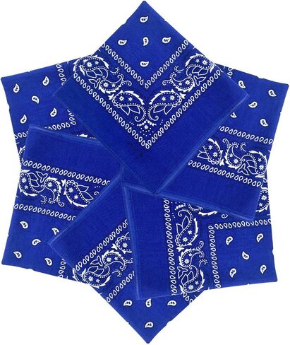6 PCS 100% Cotton Bandanas 22" x 22" for Men & Women Paisley Handkerchief Headband Scarf Bandana in Saudi Arabia