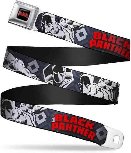 Buckle-Down Kids' Standard Seatbelt Belt Black Panther, Multicolor, 1.0" Wide-Fits Pant Size 20-36 in Saudi Arabia
