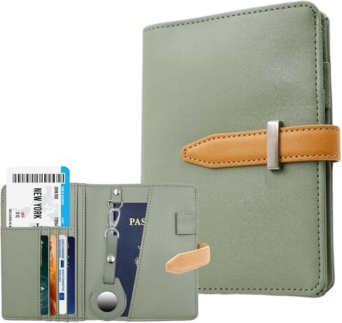 Passport Holder RFID Blocking Travel Passport Wallet Slim Leather Passport Cover Case for Men and Women (Moss Green) in Saudi Arabia