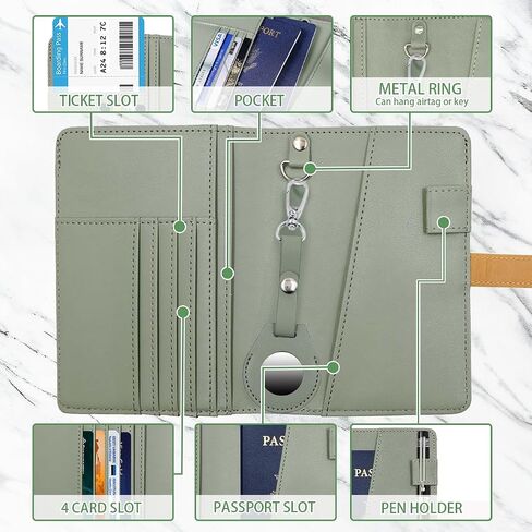 Passport Holder RFID Blocking Travel Passport Wallet Slim Leather Passport Cover Case for Men and Women (Moss Green) in Saudi Arabia