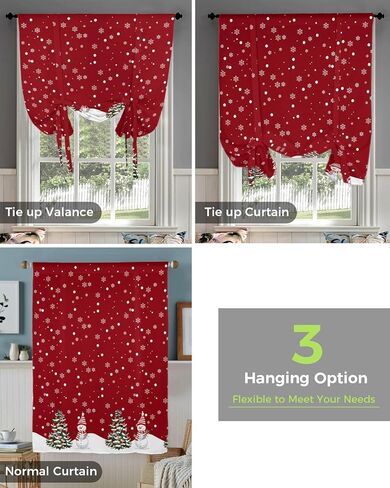 Curtains Balloon Window Shade Christmas Black and White Stripe Rustic Farmhouse Style Countryside Rod Pocket Curtain Adjustable Tie Up Short Curtains for Small Windows Kitchen,1 PCS 34 x45 inch in Saudi Arabia