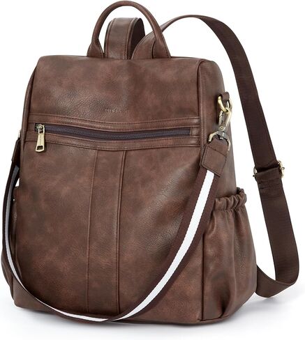 Missnine Backpack Purse for Women, PU Leather Anti-theft Backpack, Ladies Convertible Satchel Bags, Shoulder Bag, Travel Bag for Work, Trip, Brown in Kuwait