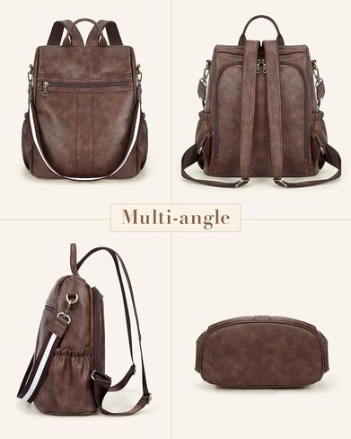Missnine Backpack Purse for Women, PU Leather Anti-theft Backpack, Ladies Convertible Satchel Bags, Shoulder Bag, Travel Bag for Work, Trip, Brown in Kuwait