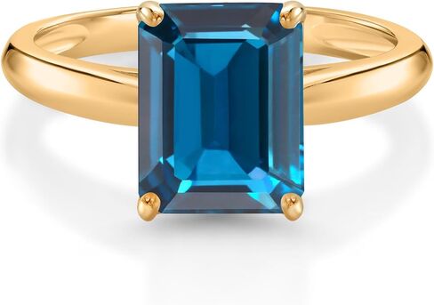 خاتم خطوبة سوليتير من الذهب الأصفر عيار 10 قيراط من Gem Stone King للنساء (2.71 قيراط، قطع زمرد 9 × 7 مم، حجر بخت شهر نوفمبر، متوفر بمقاس 5، 6، 7، 8، 9) in Saudi Arabia