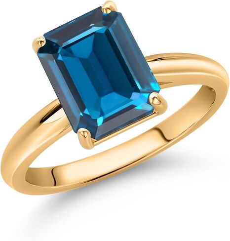 خاتم خطوبة سوليتير من الذهب الأصفر عيار 10 قيراط من Gem Stone King للنساء (2.71 قيراط، قطع زمرد 9 × 7 مم، حجر بخت شهر نوفمبر، متوفر بمقاس 5، 6، 7، 8، 9) in Saudi Arabia