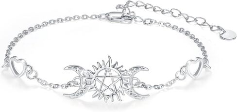 سوار آلهة القمر الثلاثي - تصميم سماوي مع مراحل قمرية - حجم قابل للتعديل - هدية مثالية لها - مجوهرات من الفضة الإسترلينية 925 للنساء عشاق القمر in Kuwait