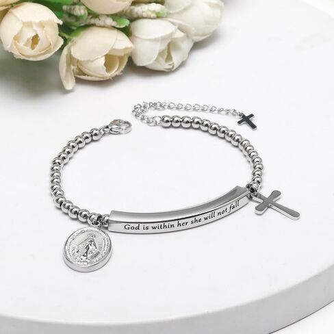 DS Inspirational Leather Bracelet for Women Christian Engraved Bibler Verse Cross Butterfly Daisies Charm Bracelet, Exquisite Stainless Steel Jewelry Daughter Best Friend Bestie in Saudi Arabia