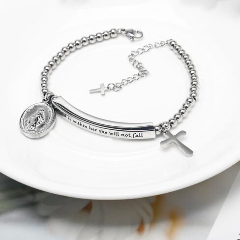 DS Inspirational Leather Bracelet for Women Christian Engraved Bibler Verse Cross Butterfly Daisies Charm Bracelet, Exquisite Stainless Steel Jewelry Daughter Best Friend Bestie in Saudi Arabia