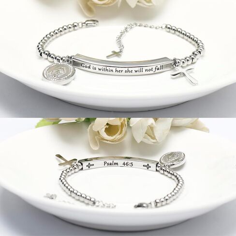 DS Inspirational Leather Bracelet for Women Christian Engraved Bibler Verse Cross Butterfly Daisies Charm Bracelet, Exquisite Stainless Steel Jewelry Daughter Best Friend Bestie in Saudi Arabia