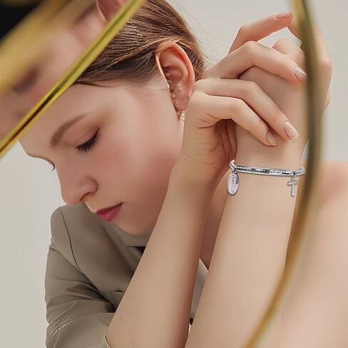 DS Inspirational Leather Bracelet for Women Christian Engraved Bibler Verse Cross Butterfly Daisies Charm Bracelet, Exquisite Stainless Steel Jewelry Daughter Best Friend Bestie in Saudi Arabia