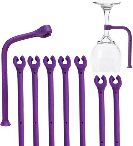 Tether Silicone Dishwasher Attachment Silicone Stemware Saver Flexible Stemware Holder Dishwasher Wine Glass Protector (Purple/4 pcs) in Kuwait