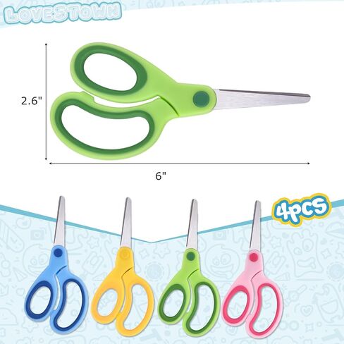 LovesTown 4 Pairs Kid Scissors with Cover, Blunt Tip Scissors Craft Scissors for School DIY Projects in Saudi Arabia