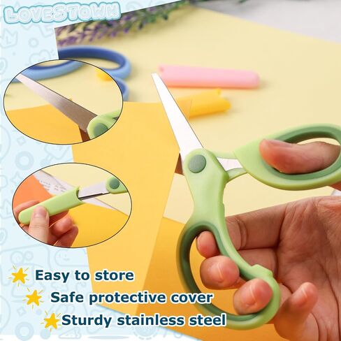 LovesTown 4 Pairs Kid Scissors with Cover, Blunt Tip Scissors Craft Scissors for School DIY Projects in Saudi Arabia