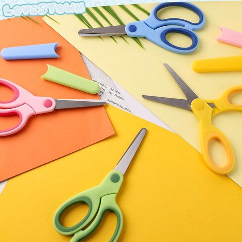 LovesTown 4 Pairs Kid Scissors with Cover, Blunt Tip Scissors Craft Scissors for School DIY Projects in Saudi Arabia