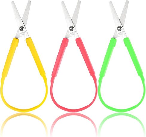 LovesTown 3 Pairs Mini Loop Scissors, Adaptive Design Scissors Colorful Grip Scissors Right and Lefty Support for Kids Special Needs in Saudi Arabia
