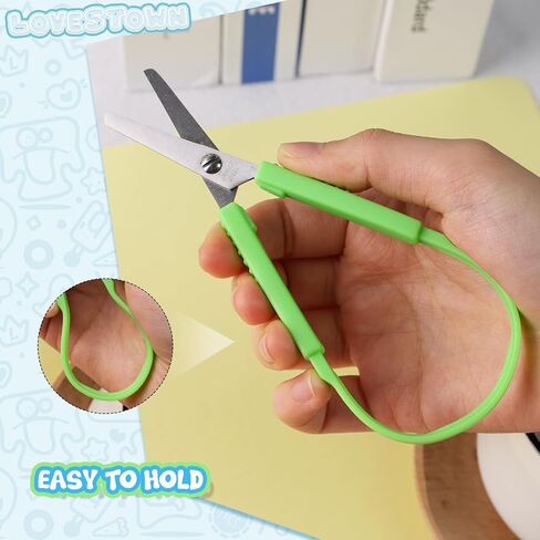 LovesTown 3 Pairs Mini Loop Scissors, Adaptive Design Scissors Colorful Grip Scissors Right and Lefty Support for Kids Special Needs in Saudi Arabia
