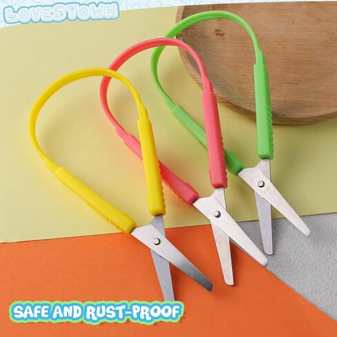 LovesTown 3 Pairs Mini Loop Scissors, Adaptive Design Scissors Colorful Grip Scissors Right and Lefty Support for Kids Special Needs in Saudi Arabia