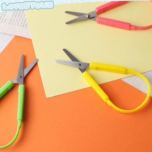 LovesTown 3 Pairs Mini Loop Scissors, Adaptive Design Scissors Colorful Grip Scissors Right and Lefty Support for Kids Special Needs in Saudi Arabia