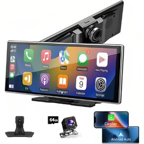11.26'' Portable Carplay Screen Kit Universal Fits for Cars RVs, HD Touch Screen Double Din Car Stereo Wireless Apple CarPlay and Android Auto Navigation Siri Bluetooth All Vehicle