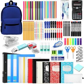 80 Pcs School Supply Kit with Backpack Back to School Supplies Bundle Bulk School Essentials for Elementary Middle High School Students Includes Folders Notebooks Pencils and More(Black)
