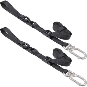 Masterwise Tie Down Straps,1" x 8’ Tie Downs with Swivel Carabiner Hooks, Motorcycle Handlebar Straps for Dirt Bike, Kayak, Car, Truck, Boat, Cargo(2 Pack)